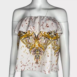 FREE PEOPLE White & Gold Boho Tube
Shirt/Cami